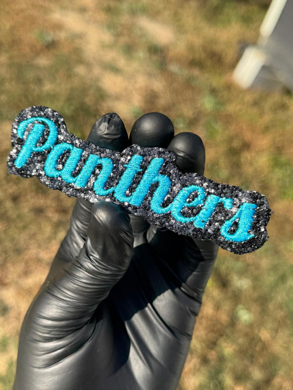 Panthers Blue Script Patch