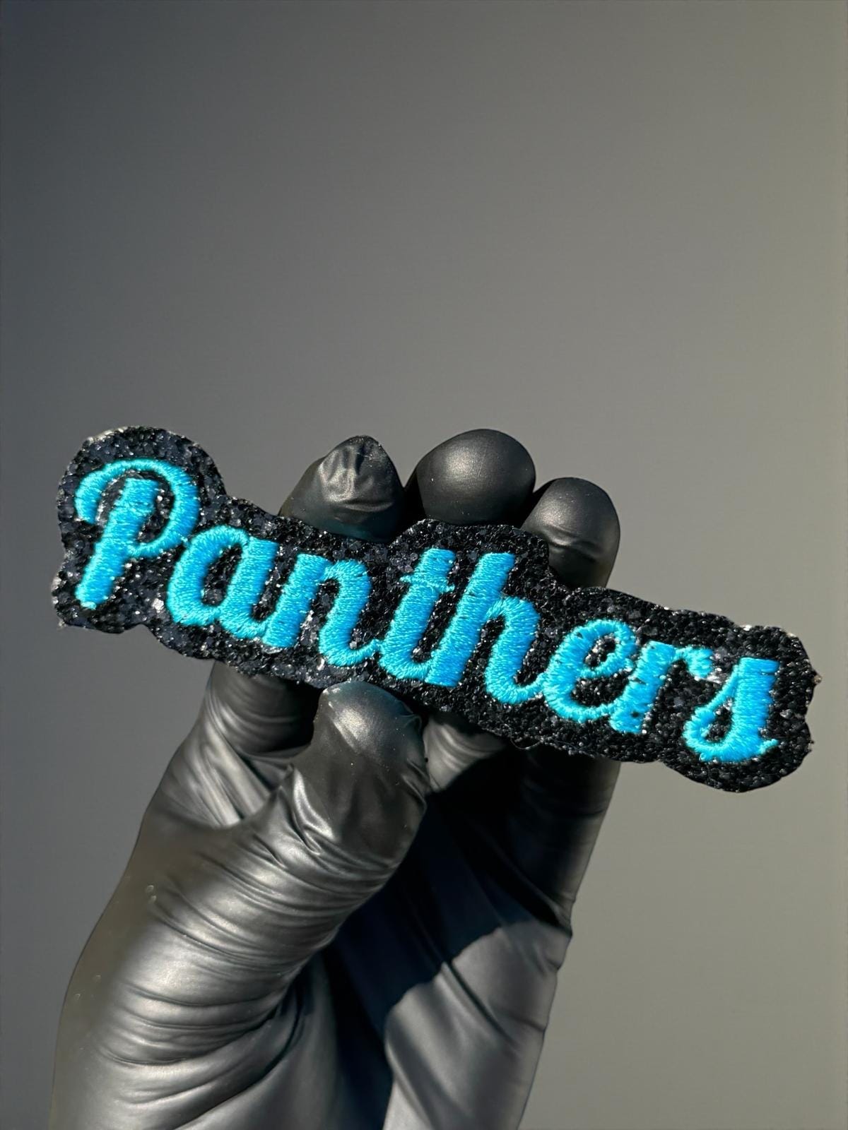 Panthers Blue Script Patch