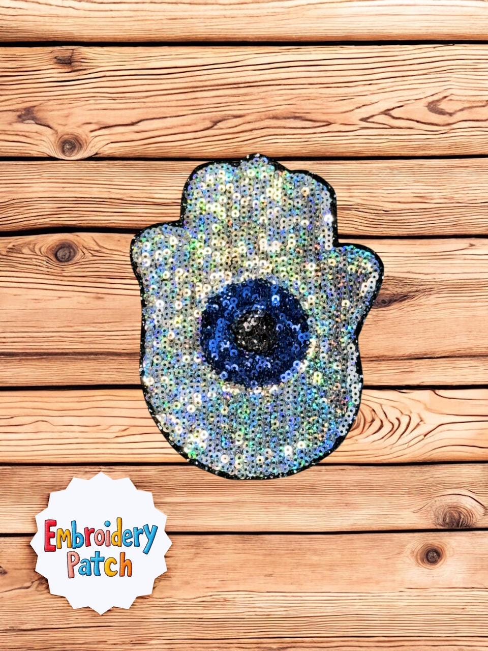 Sequin Hamsa Hand Patch Evil Eye Embroidery