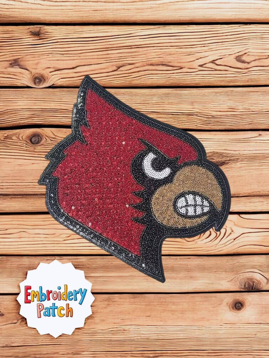 Red Cardinal Bird Sequin Patch
