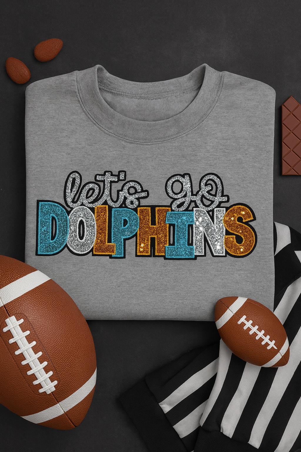 Let’s Go Dolphins Sequin Embroidered Sweatshirt