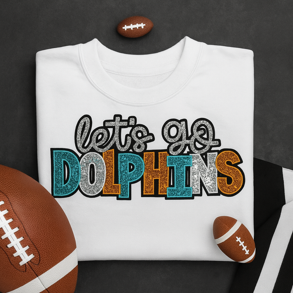 Let’s Go Dolphins Sequin Embroidered Sweatshirt