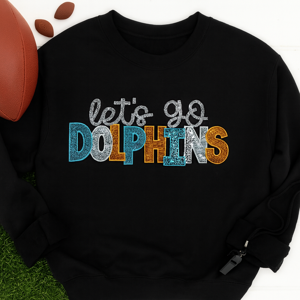 Let’s Go Dolphins Sequin Embroidered Sweatshirt
