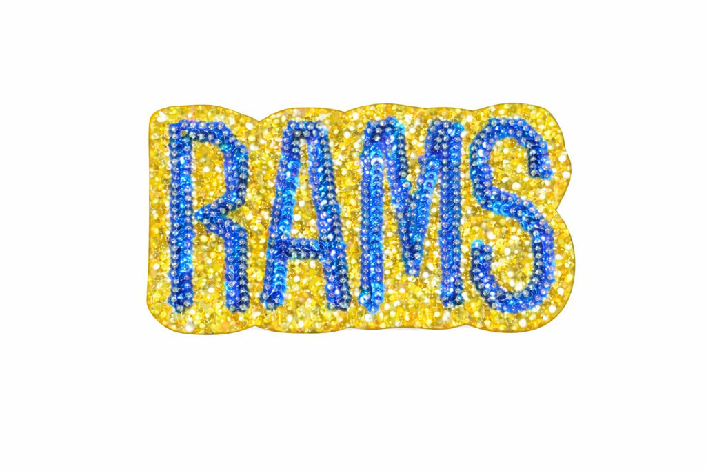Glitter Sequin Rams Patch | Gold Embroidered Football Patch