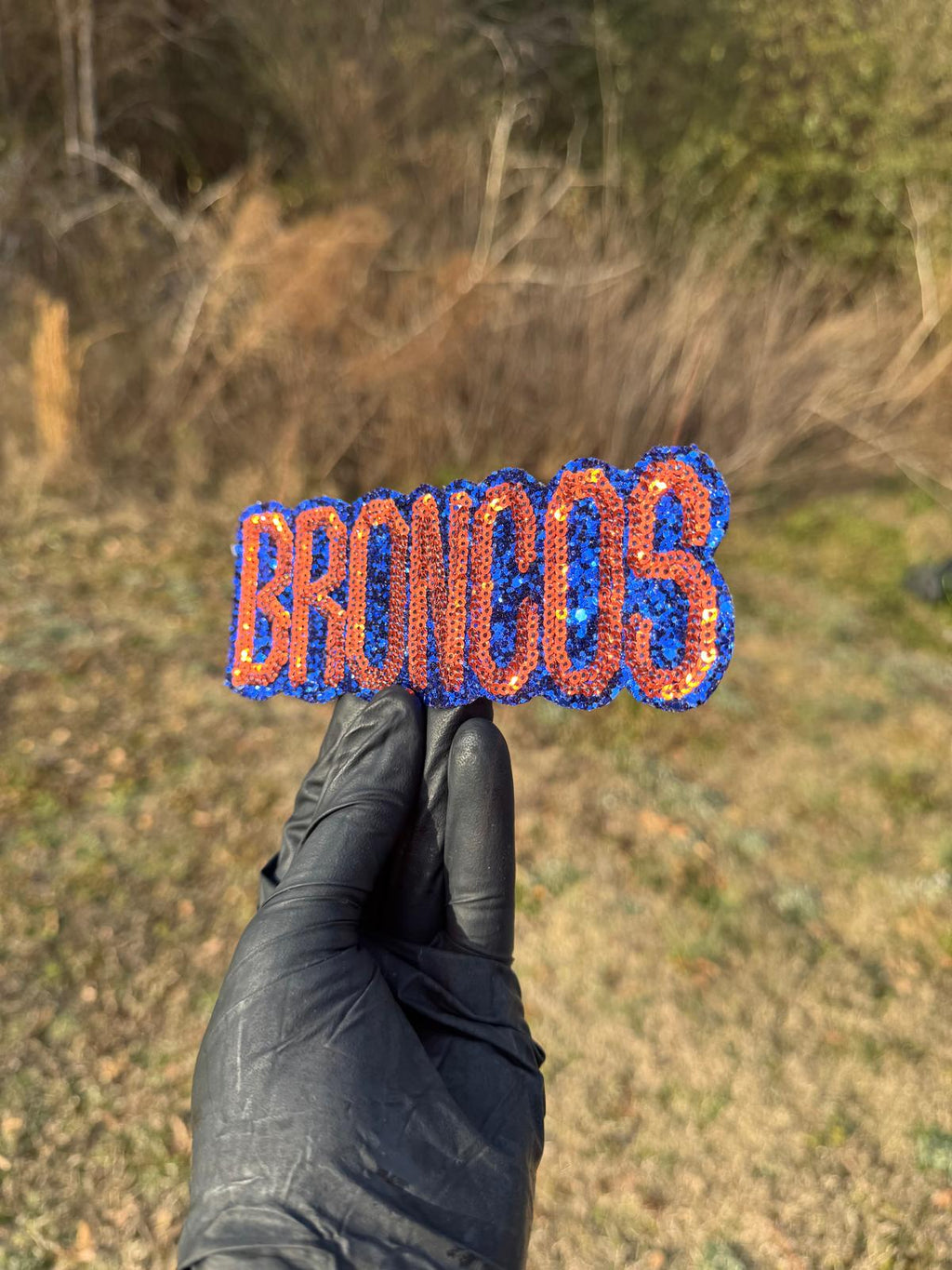 Sequin Broncos Mascot Sports Patch