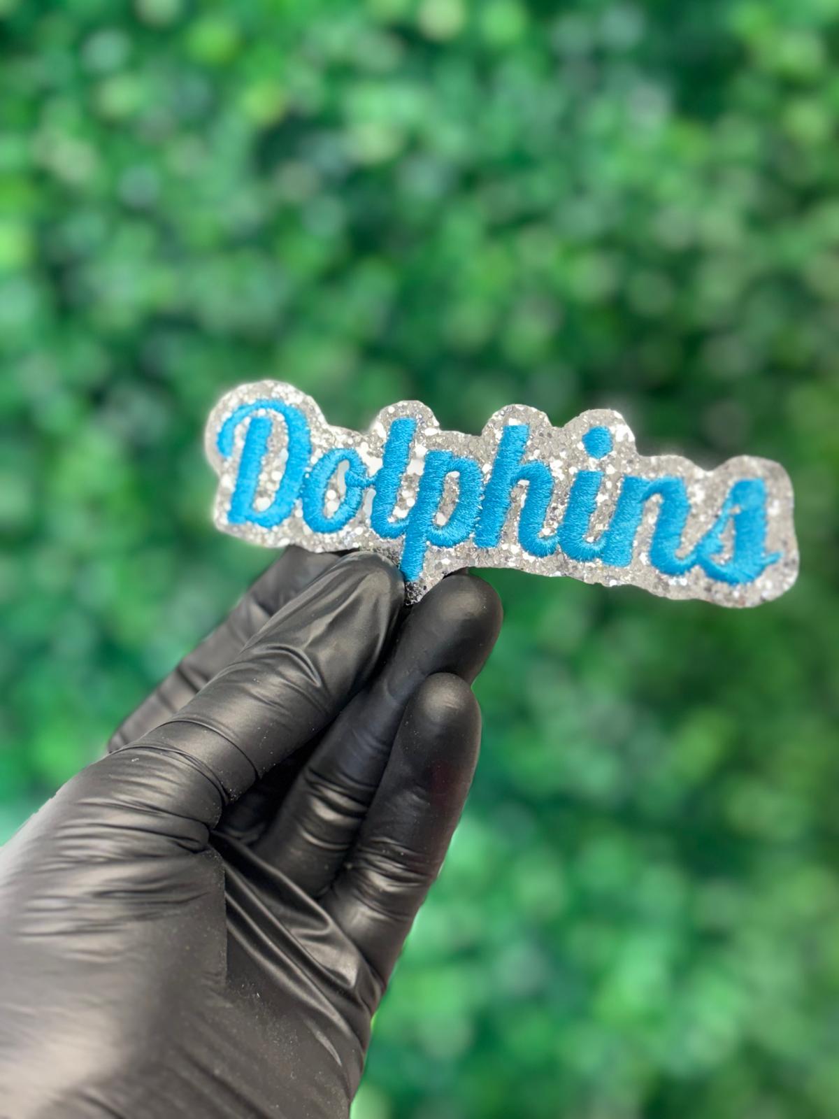 Dolphins Glitter Script Patch