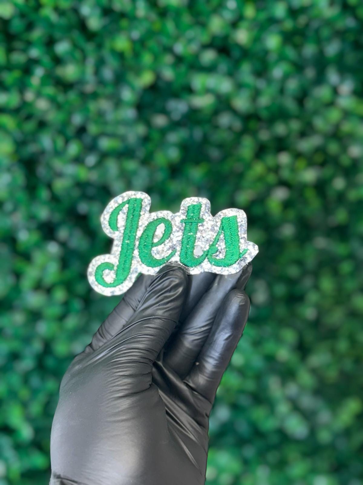 Jets Glitter Iron On Patch