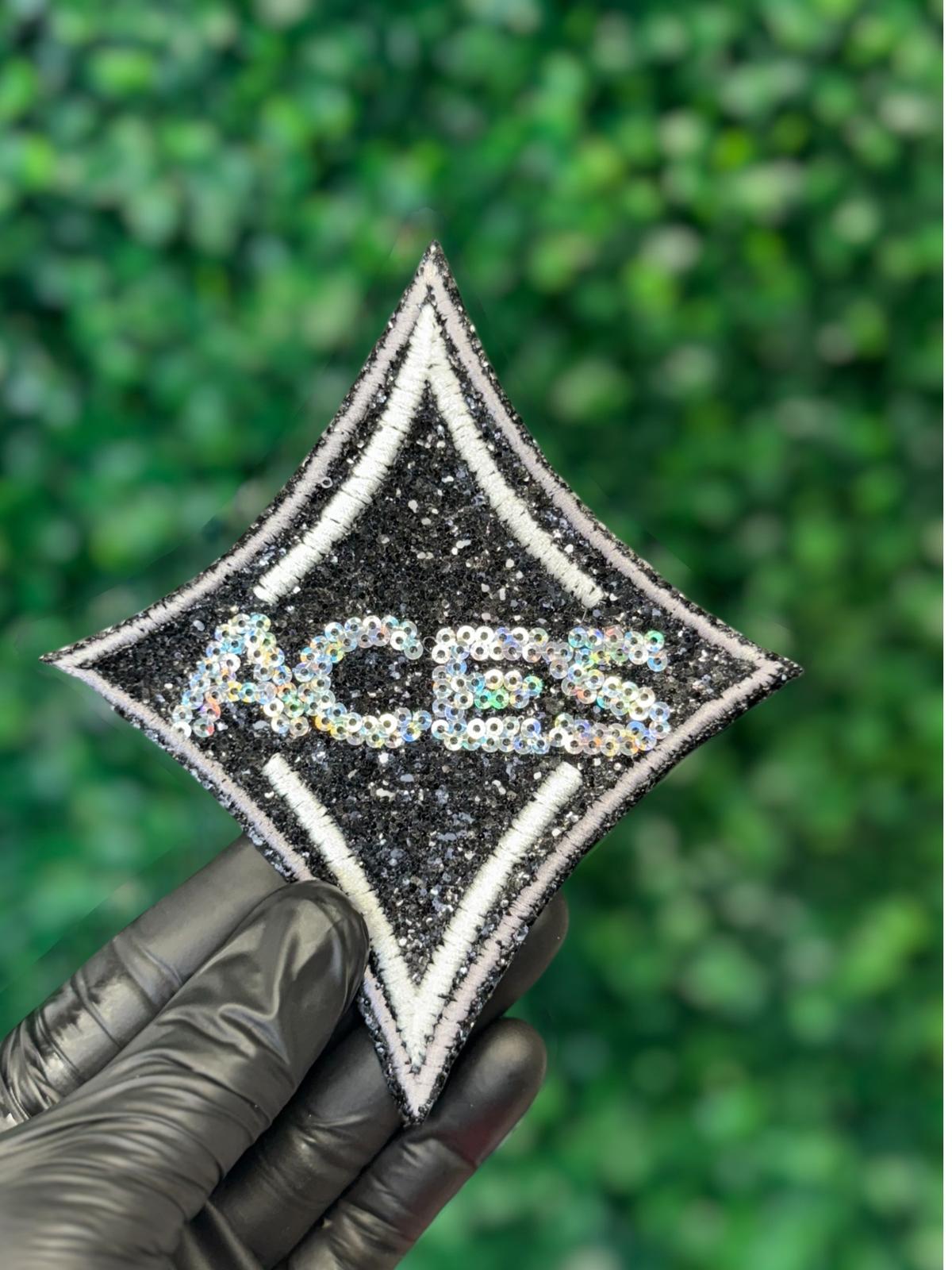 Aces Glitter Iron On Patch