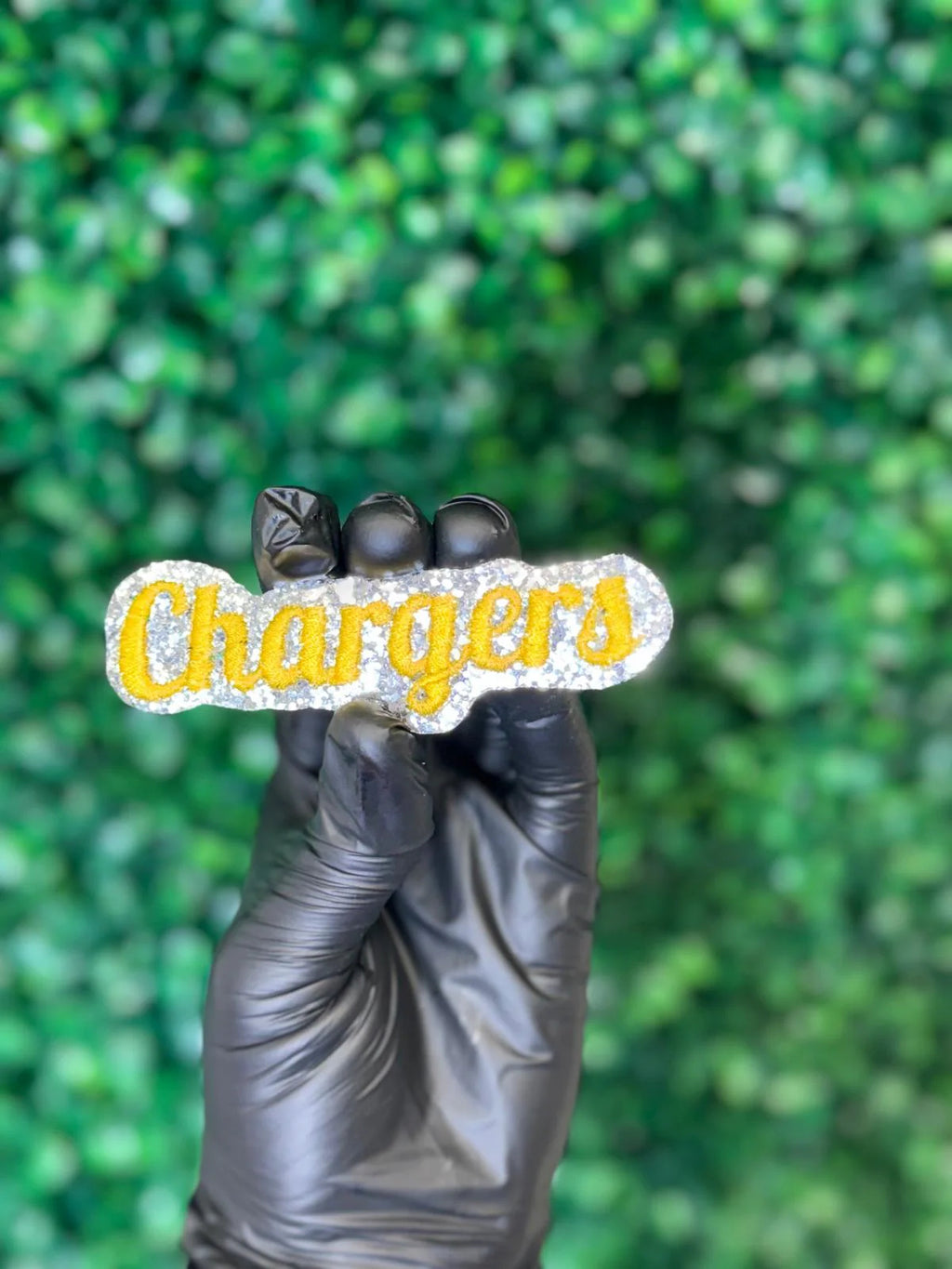 Chargers Glitter Script Patch