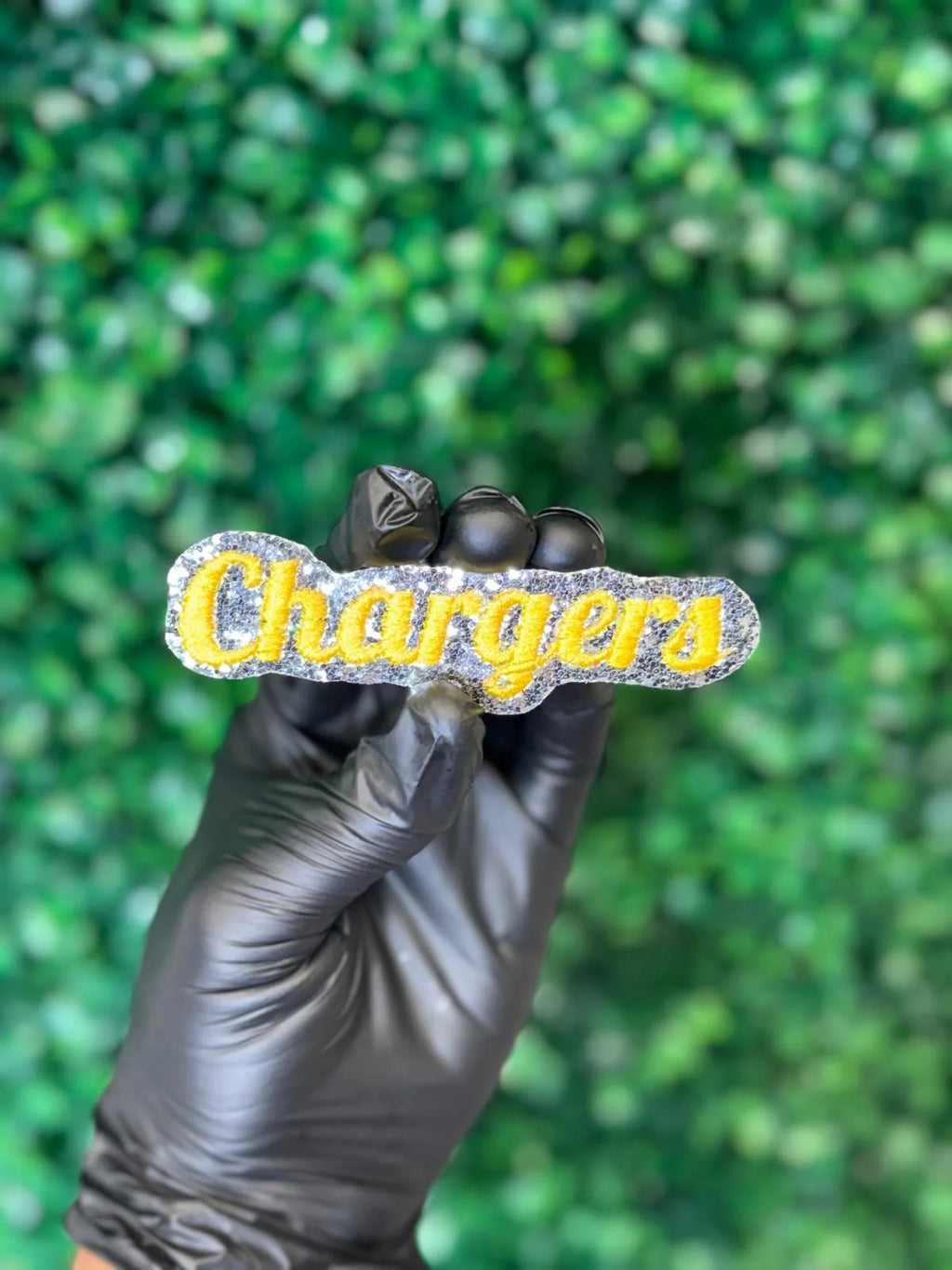 Chargers Glitter Script Patch