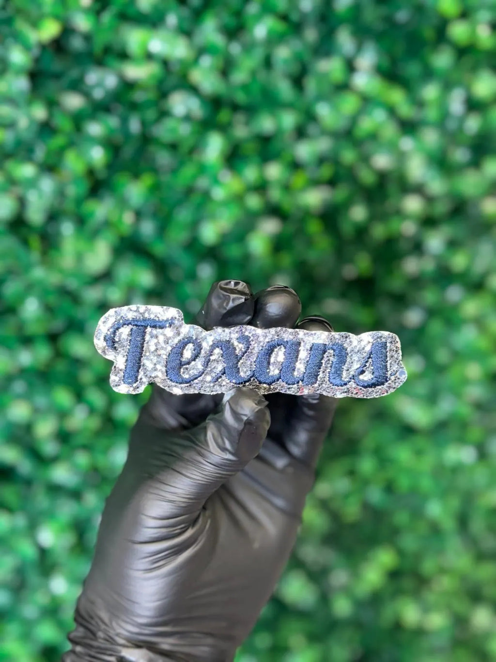 Texans Glitter Script Fan Patch