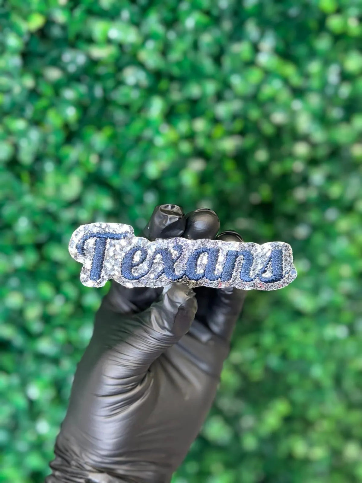 Texans Glitter Script Fan Patch