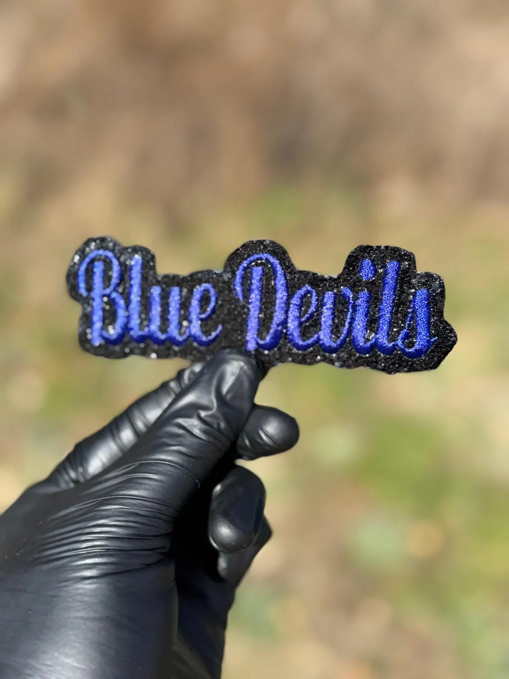 Blue Devils Glitter Script Patch