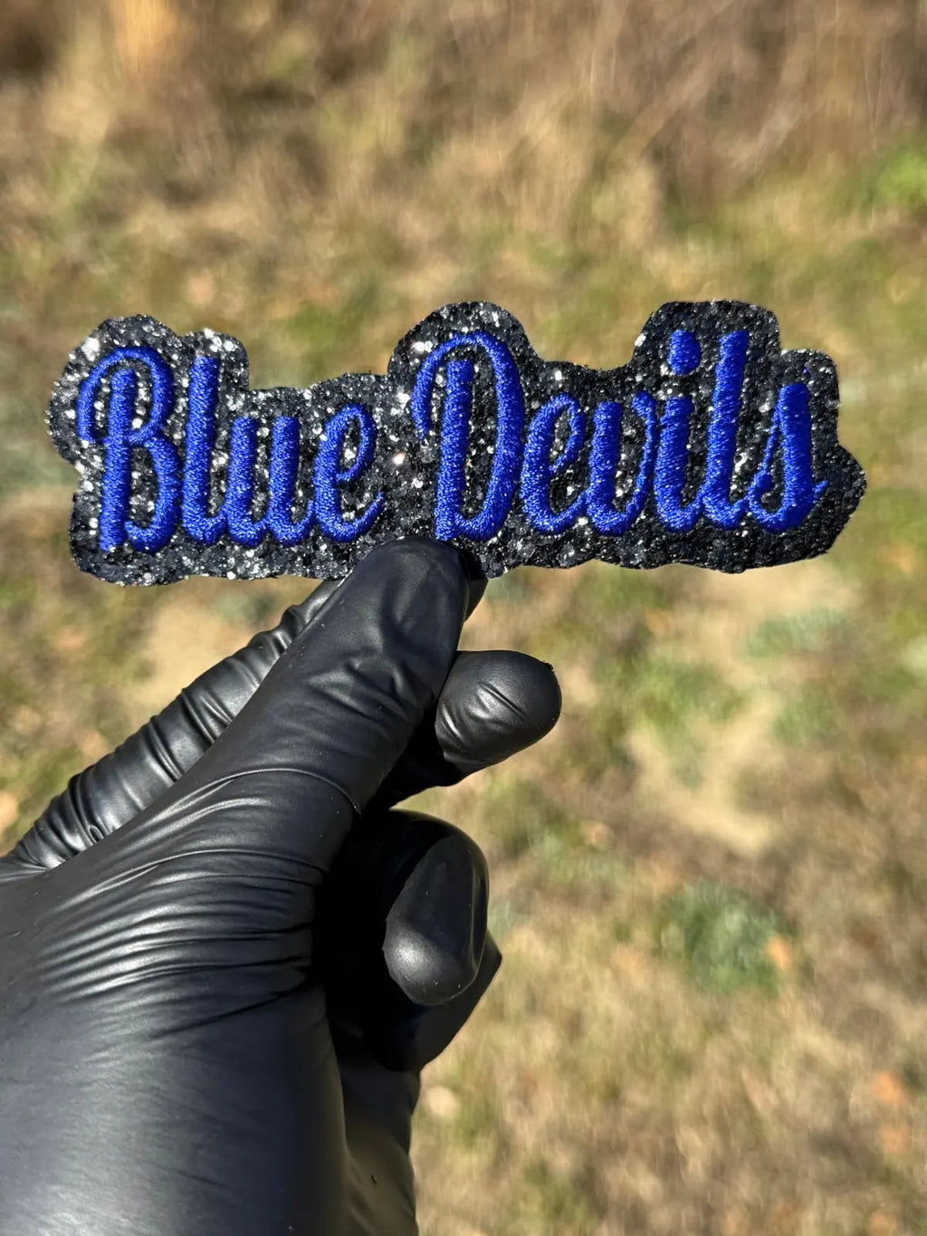 Blue Devils Glitter Script Patch