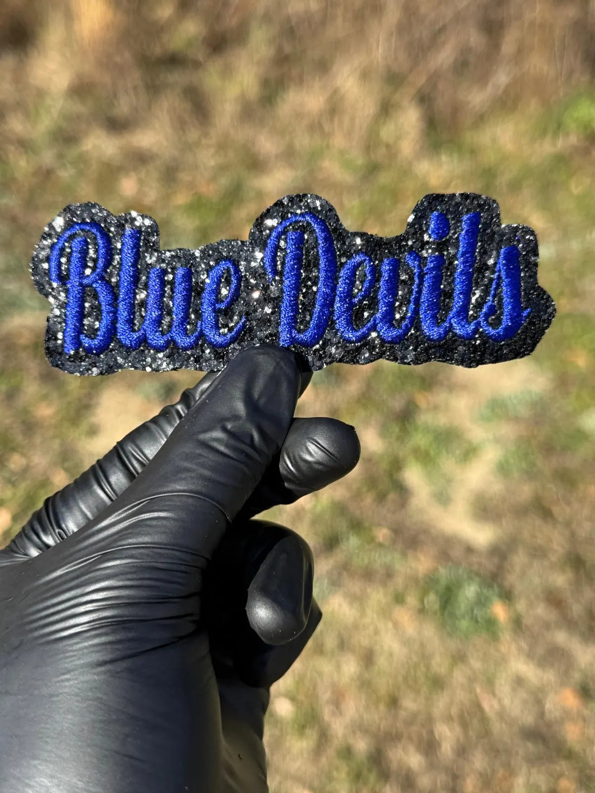 Blue Devils Glitter Script Patch