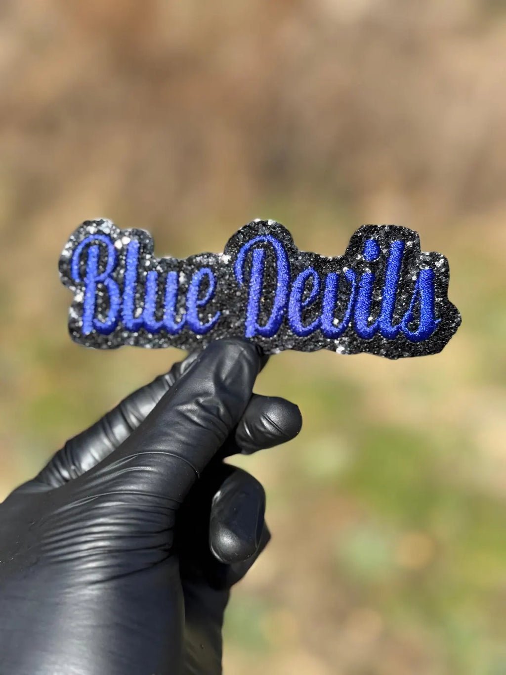 Blue Devils Glitter Script Patch